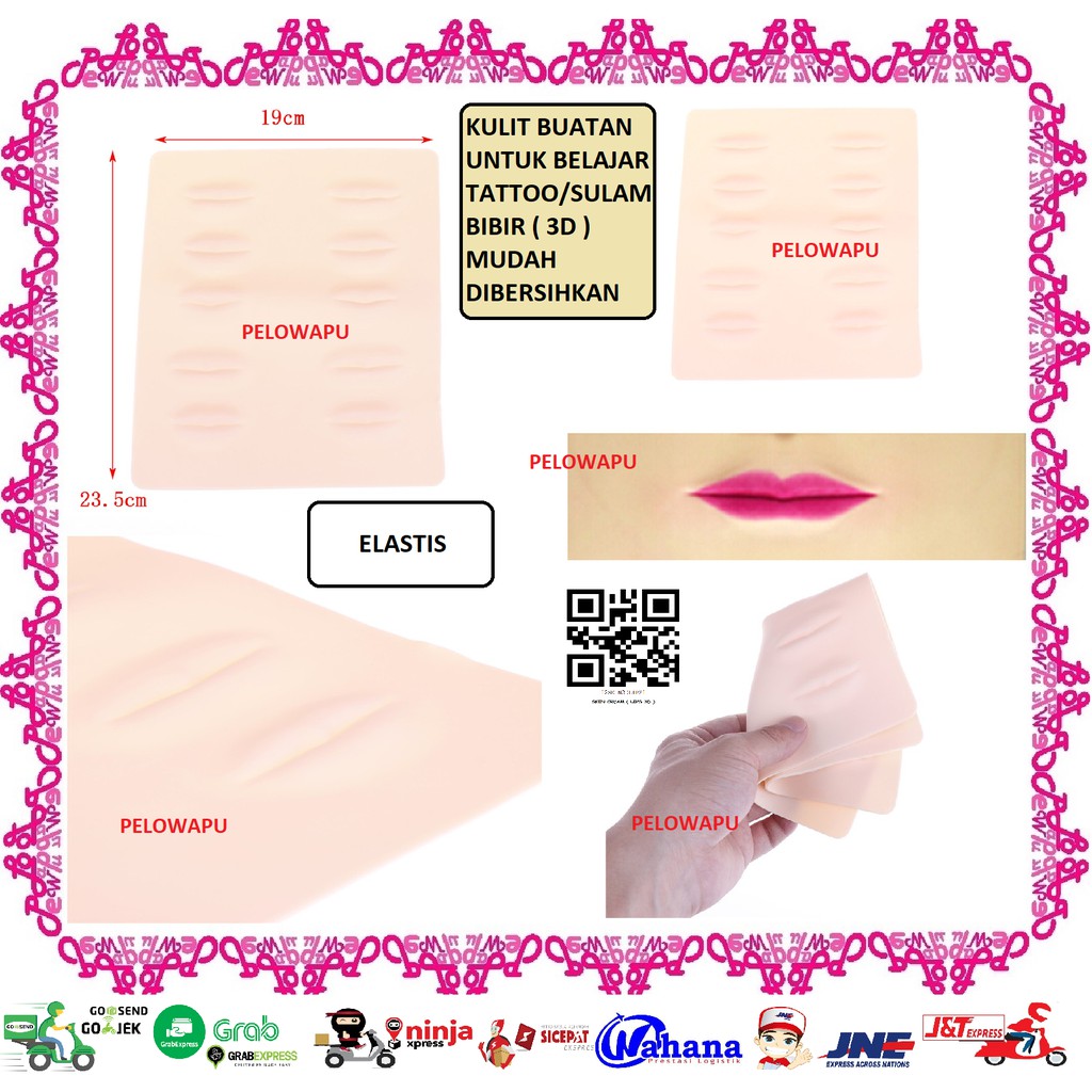 3D KULIT SKIN SINTETIS UNTUK BELAJAR MEMBUAT TATO TATTOO PRACTICE BELAJAR SULAM BIBIR
