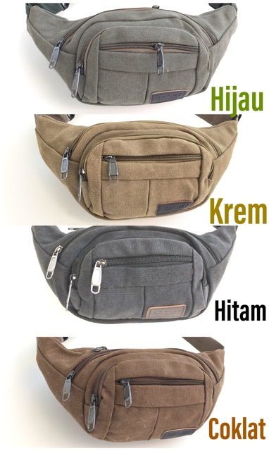 Tas pinggang pria / waist bag kanvas import C-series