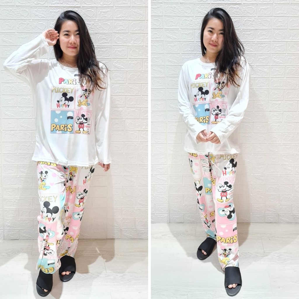 3530 kaos pajamas long mouse paris one set import big  baju tidur