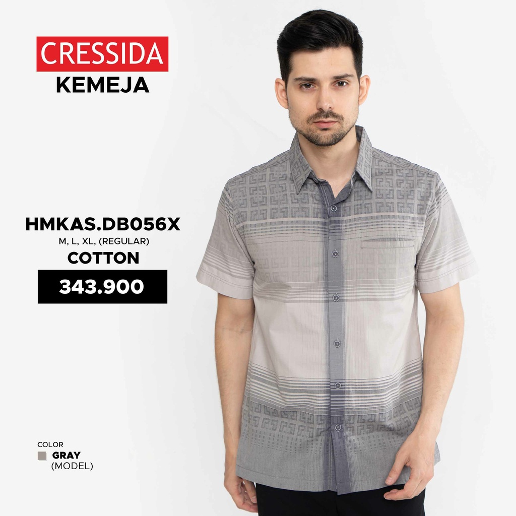 Cressida Kemeja Pria Regular Abu Abu - HMKAS.DB056X - OFAFASHIONSTORE