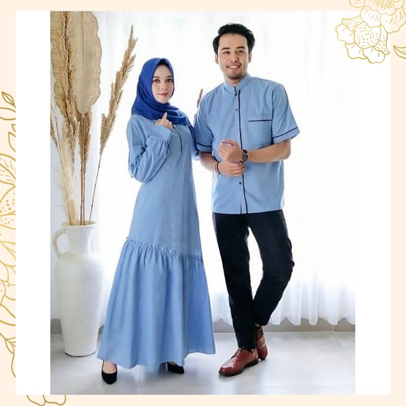 Baju Couple Muslim - Baju Couple Pasangan - Gamis Dan Koko Denim