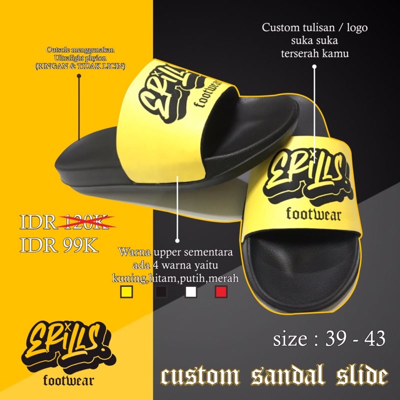sandal slop custom bebas desain