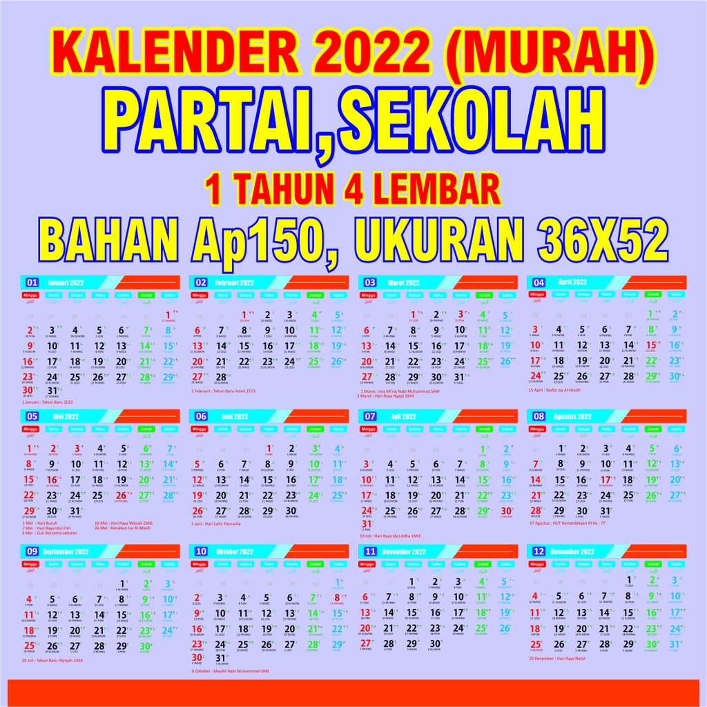 

KALENDER DINDING 4 LEMBAR AP150