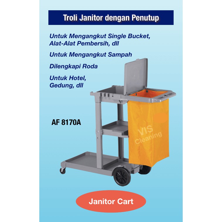 Janitor Cart with Cover - Troli dengan Tutup