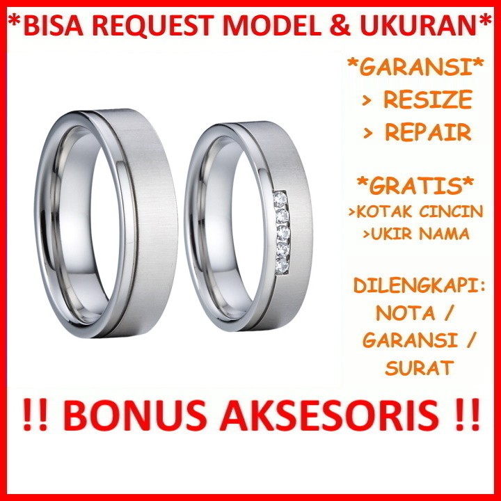 Gratis Ukir Nama Garansi Silver Asli Bisa Pesan Model Cincin Couple Perak Tunangan Mas Kawin Id601