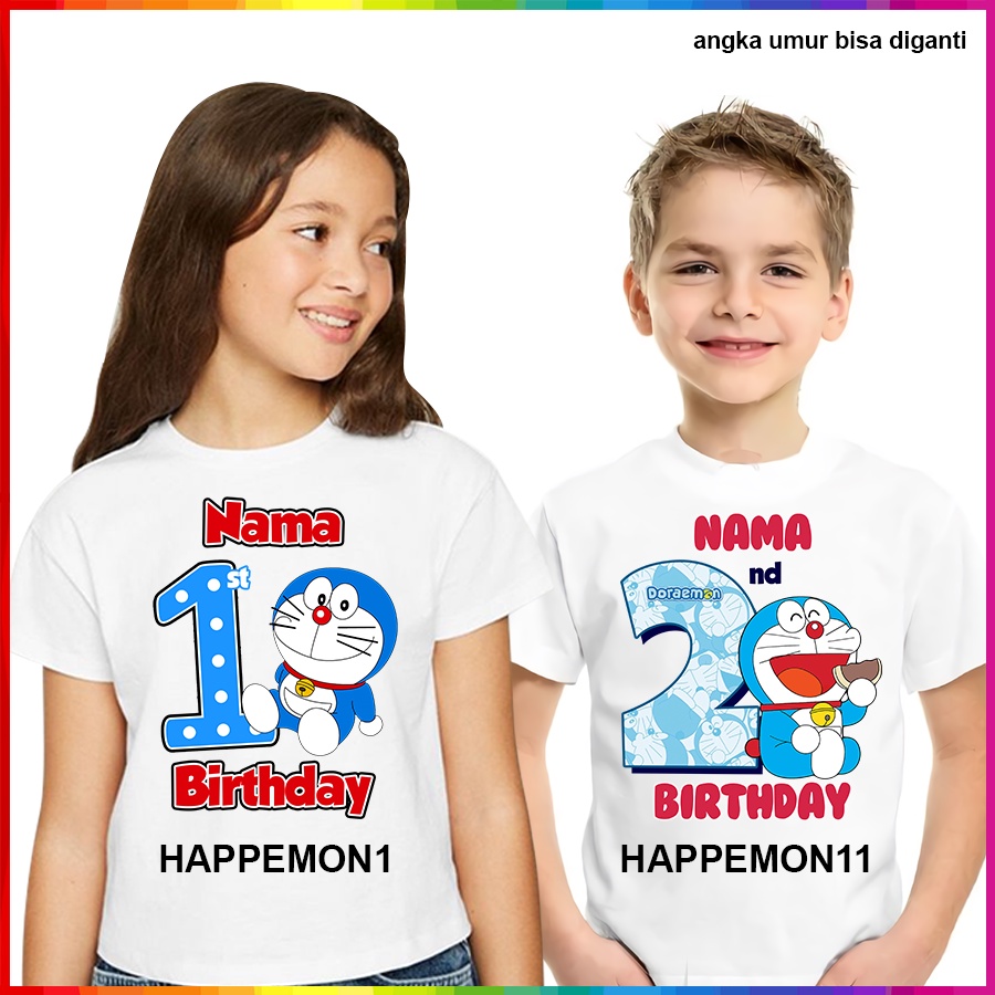 Baju Kaos ANAK DAN DEWASA DORAEMON COUPLE (FREE NAMA)