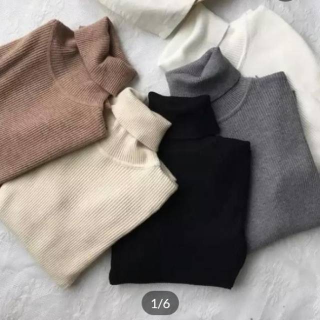 Baju rajut leher panjang / turtle neck lipat