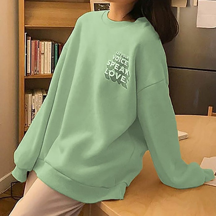 VOICE SPEAK Sweater Oversize Wanita - Sweater Crewneck - Sweatshirt Wantia