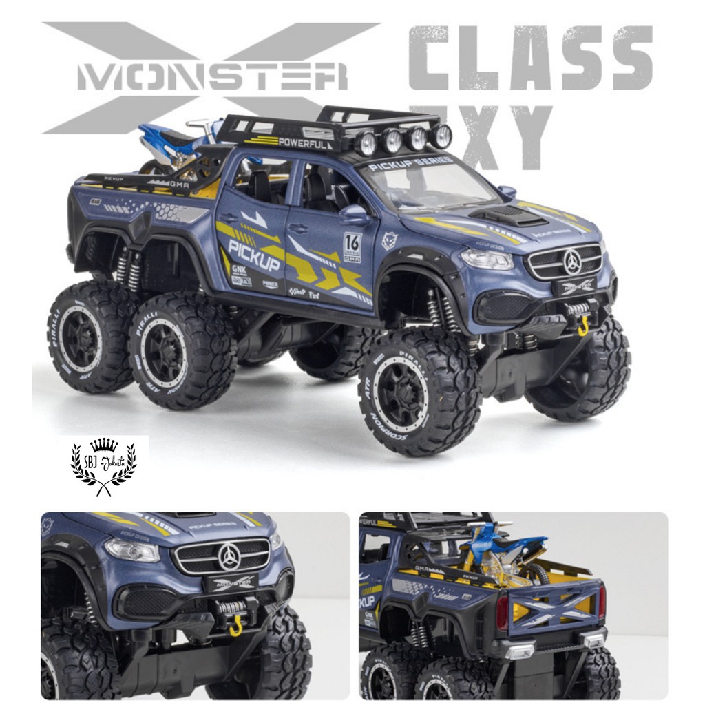 Diecast mobil X-CLASS 6X6 MERCEDES MONSTER X Metal Series Skala 1:28