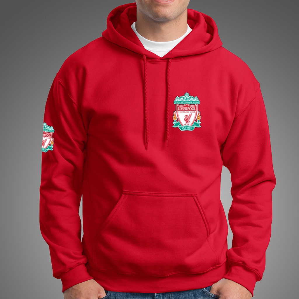 Jaket Liverpool Sweater Hoodie Sepak Bola Bahan Tebal Size M L XL XXL