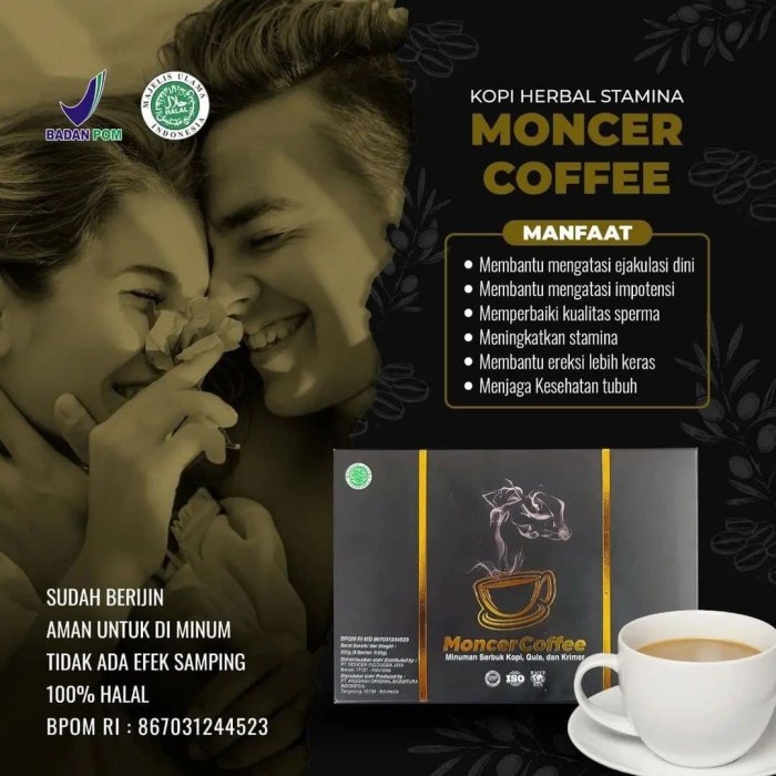2 Sachet Coffee Moncer ORI BPOM kopi herbal stamina