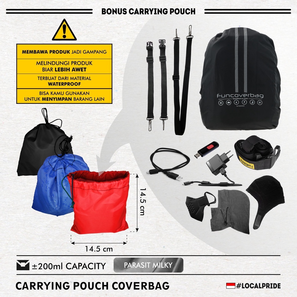 Coverbag Mantel Pelindung Tas  Backpack Cover by FUNCOVER