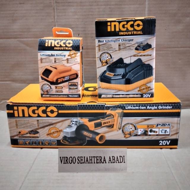 CAGLI1001MESIN GERINDA TANGAN CORDLESS + BATERAI 2.0AH + FAST CHARGER