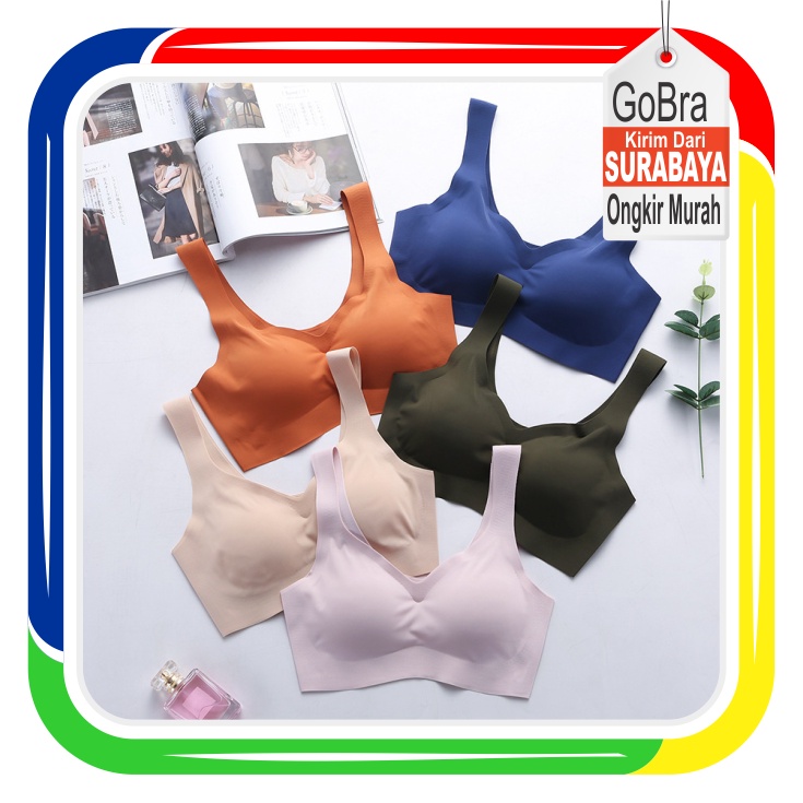 Gobra ♕ PW078 (BAHAN TIPIS) Bra Wanita Fashion Seamless Sport Bra Olahraga Push Up Tanpa Kawat Elastis Sexy Women