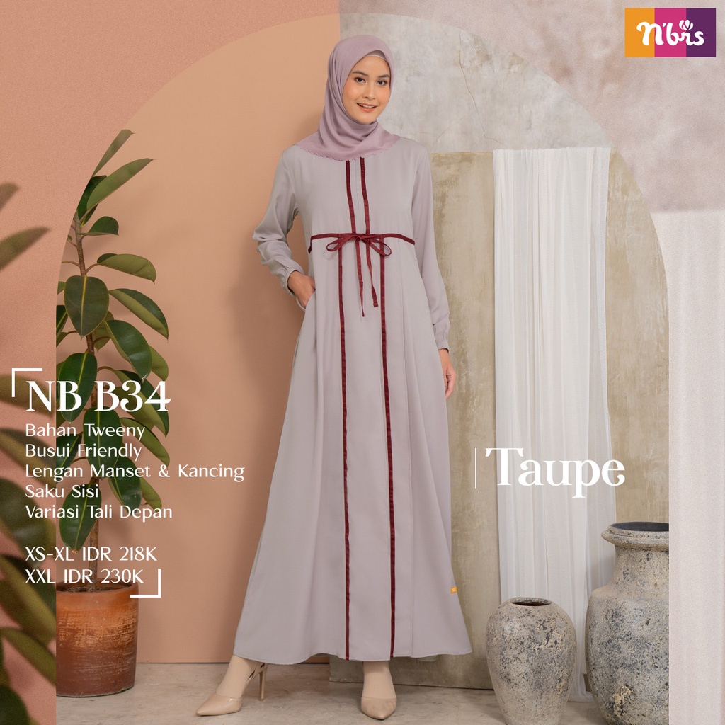 Nibras NB B34 Gamis Wanita Bahan Tweeny Dress Muslimah Polos Syari