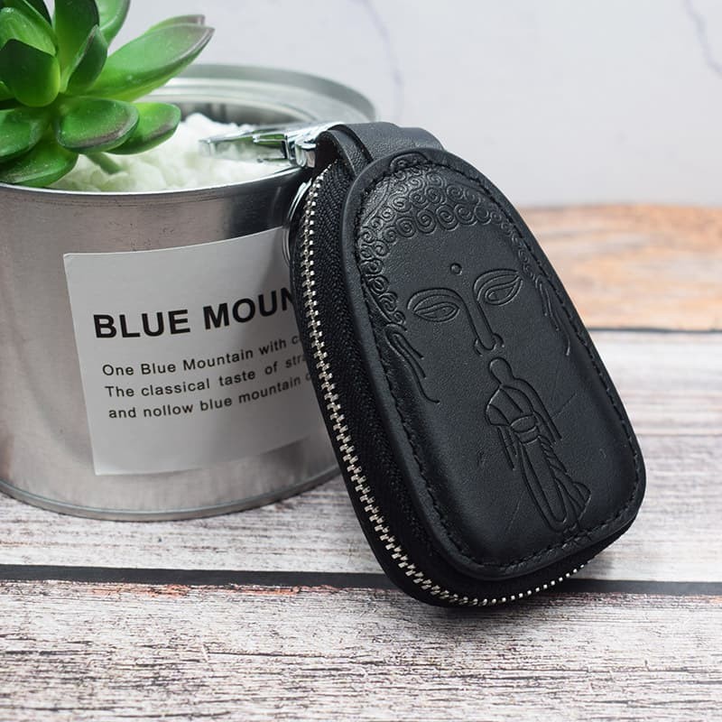 DOMPET KUNCI MOBIL MOTOR KULIT ASLI GAMBAR BUDDHA |GANTUNGAN KUNCI STNK MOBIL-BUDDHA