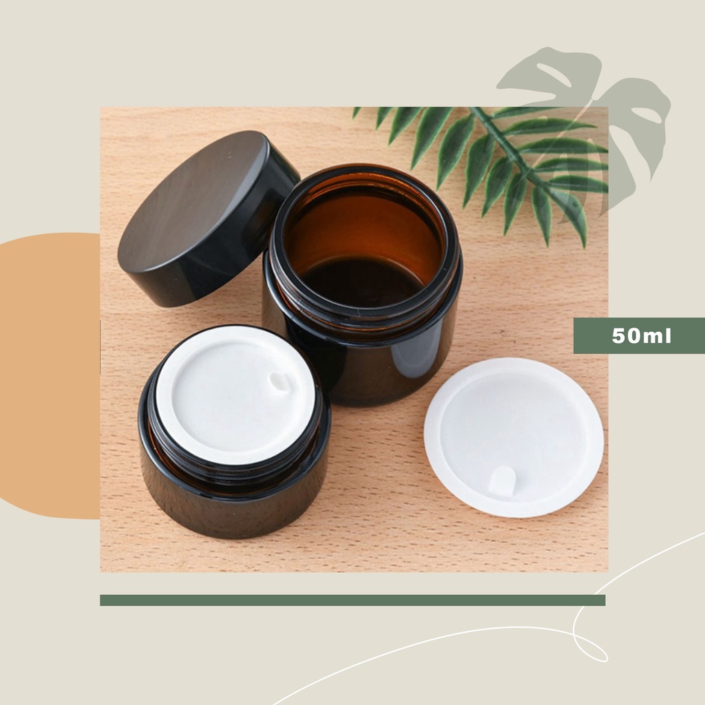 POT KACA AMBER POT CREAM JAR KACA COKLAT AMBER / TEMPAT WADAH KRIM SALAP OBAT SALEP 50ml 50gram Jar 