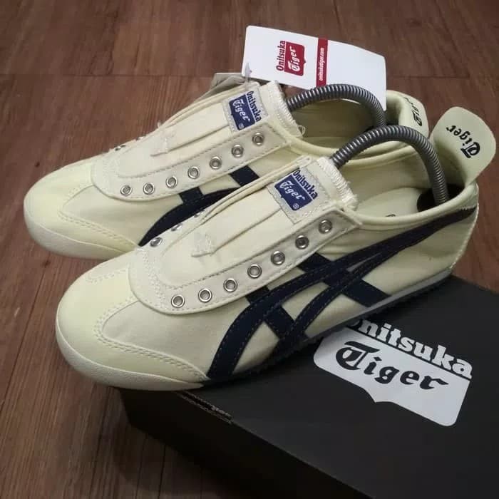 onitsuka tiger slip on cream navy