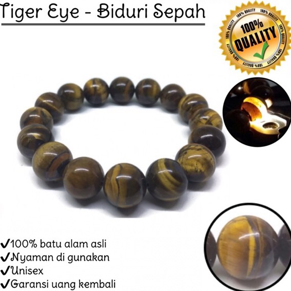 Gelang Batu Alam Tiger Eye Biduri Sepah 12mm Gelang Batu Akik Natural