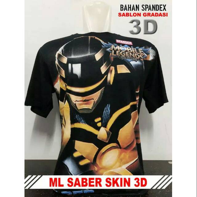 Baju Kaos Distro Game Android ML Mobile Legend Saber Skin 3DClothing Bandung Pria  Kaos Kartun