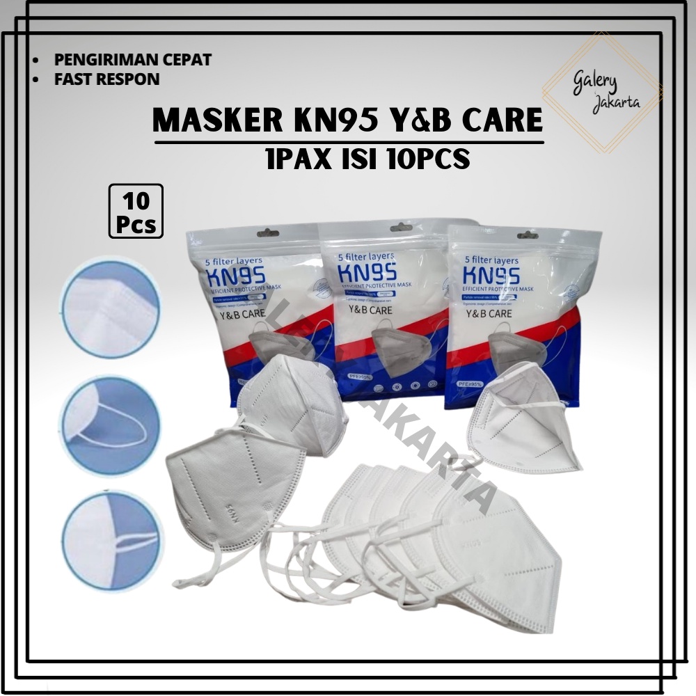 Masker KN95 Y&B Care Earloop Isi 10 Pcs  Ergonomic Design GJ