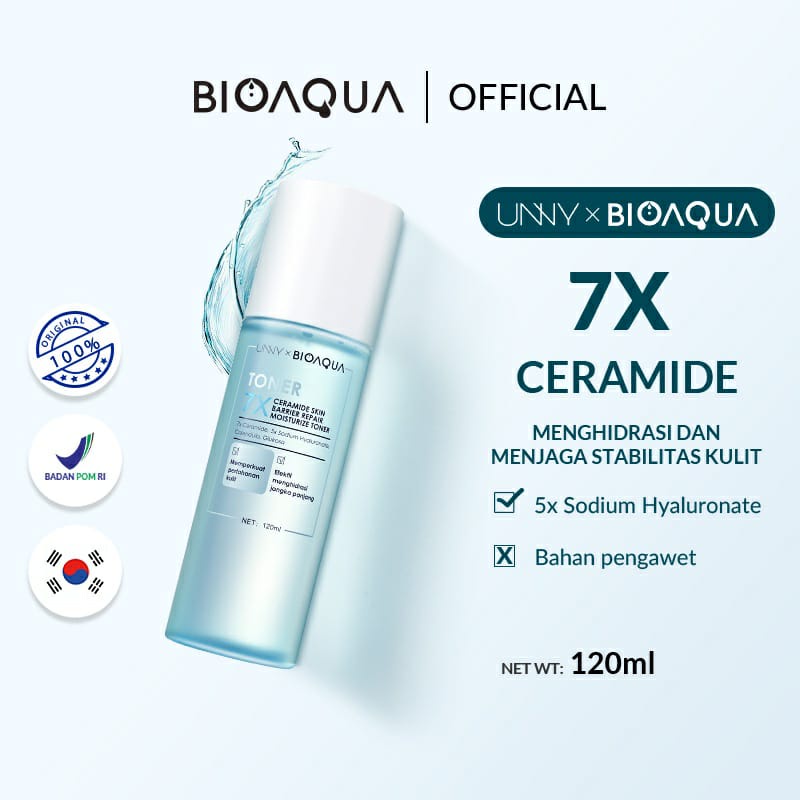 BPOM BIOAQUA 7X Ceramide Skin Barrier Repair Moisturizer Toner 120ml / Glowing Hydrating Toner Pemutih Wajah / BS