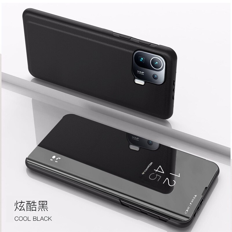 Xiaomi Mi 11 Lite Mi 11Lite Mi11 Lite Flip Clear View Standing Cover Luxury Mirror Case Casing