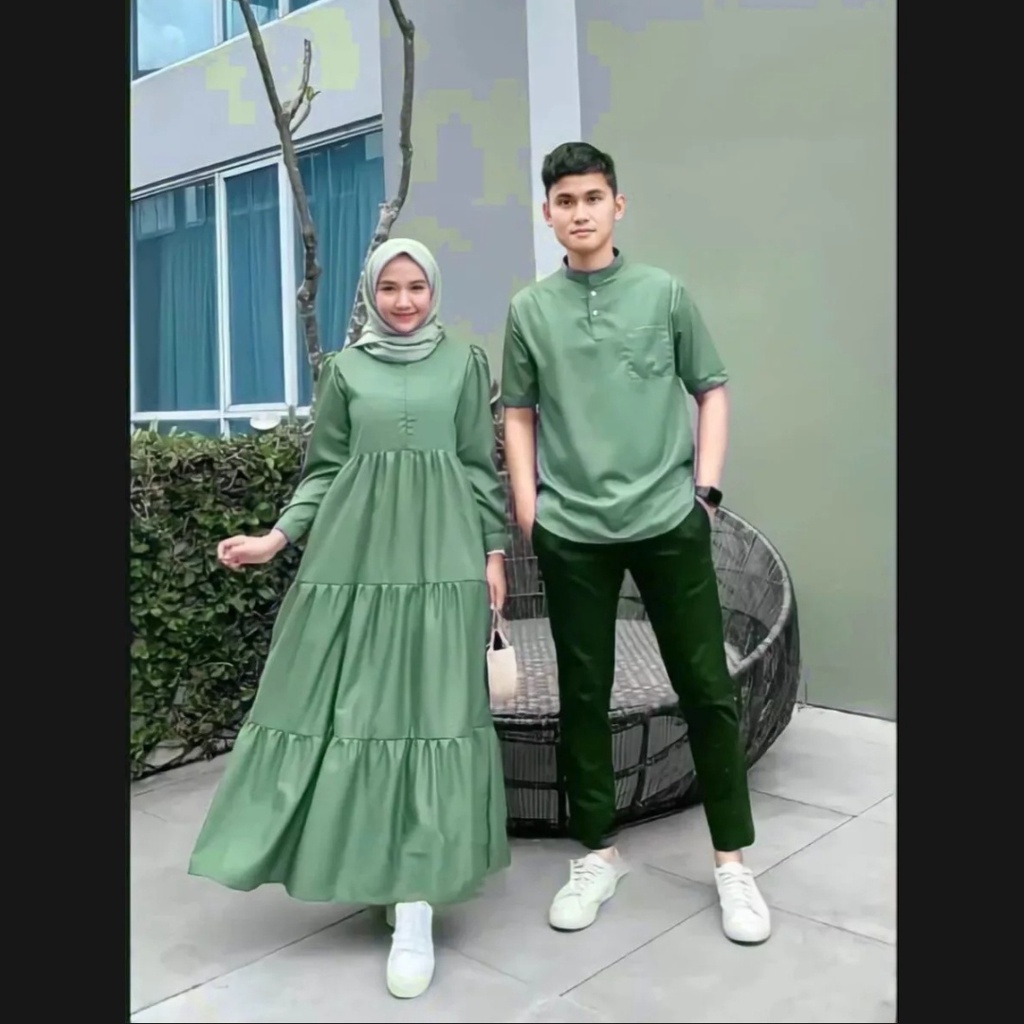 baju couple pasangan set gamis couple keluarga kapelan suami istri kapel lebaran pacar kodangan lamaran kekinian terbaru 2022