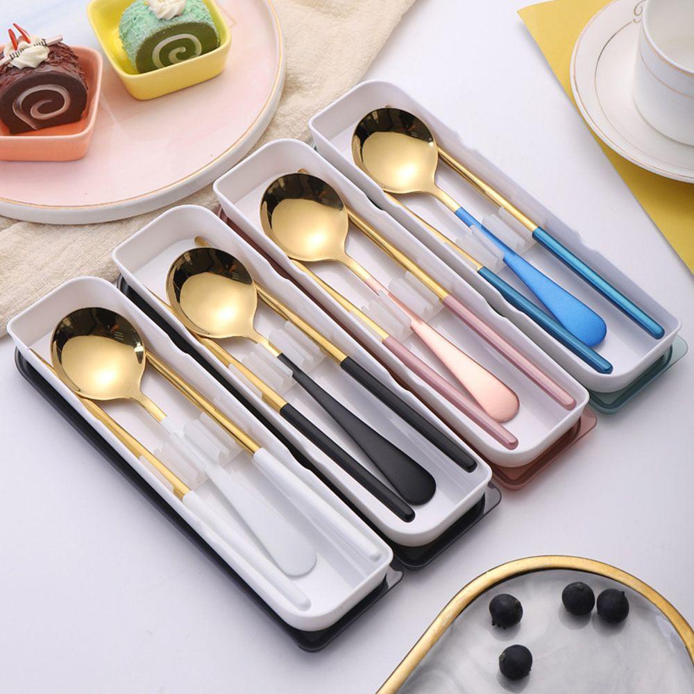 Solighter 2Pcs Cutlery Set Portable Sendok Garpu Set Alat Makan Set Alat Makan Set