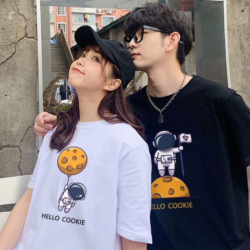 MYSTIQUE.ID-BAJU KAOS COUPLE HELLO COOKIE T-SHIRT LUCU DAN AESTHETIC