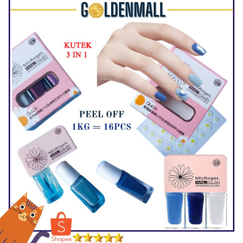 Kutek 3in1 NAIL POLISH KOREA PREMIUM Microgel tahan lama halal / kutek kuku 3in1 15 warna GM398