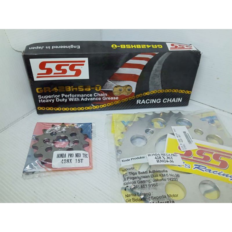 Gear Gir sss 428 cb150r cbr sonic 150 verza megapro rantai hsbt