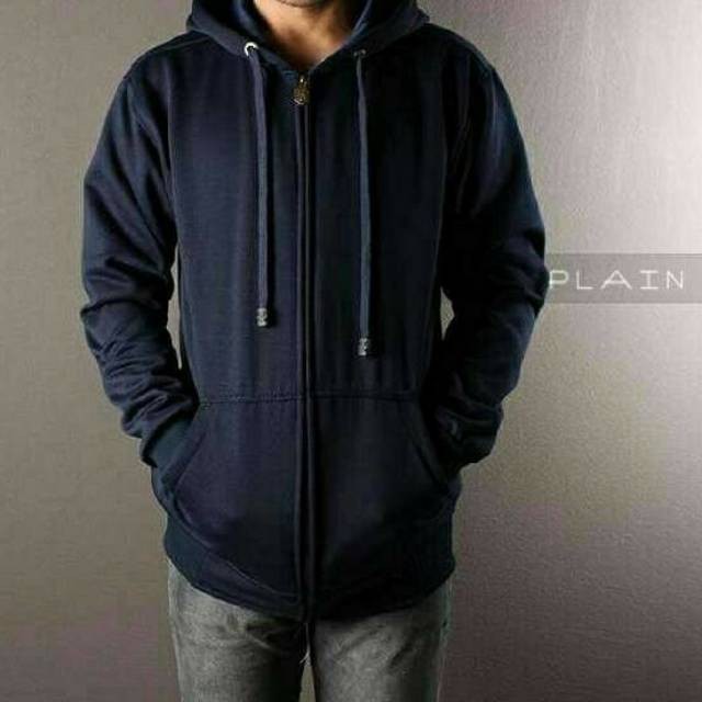 JAKET HODIE ZIPPER POLOS NAVY UNISEX SIZE M L XL XXL PREMIUM