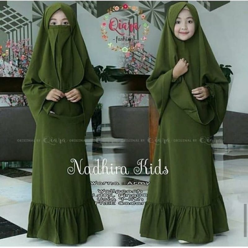 GAMIS ANAK POLOS PEREMPUAN/NADHIRA KIDS SYARI FREE CADAR / GAMIS MUSLIM ANAK PEREMPUAN