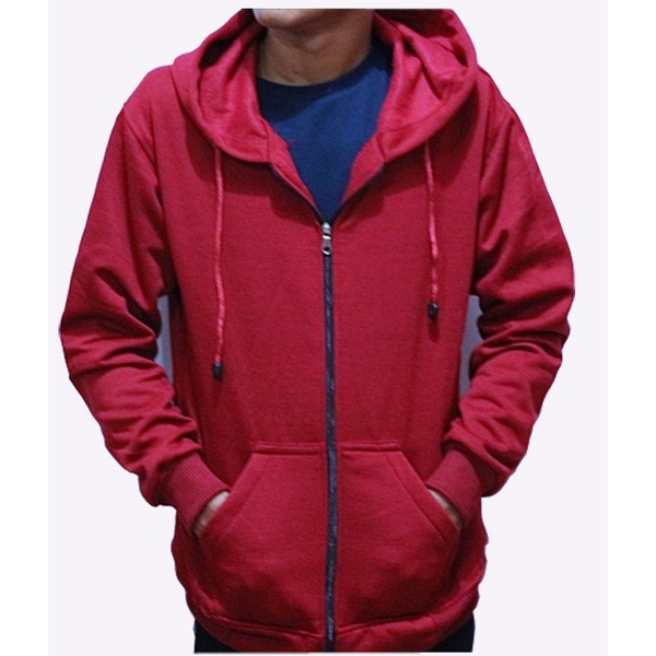 Jaket Sweater Hoodie Zipper List Resleting Pria Fleece Risleting - Navy Blue