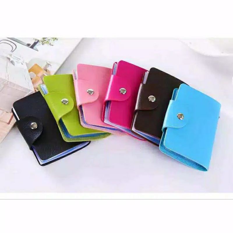 Dompet Kulit Kartu 24 Kartu Import Card Holder 24 Slot Kancing