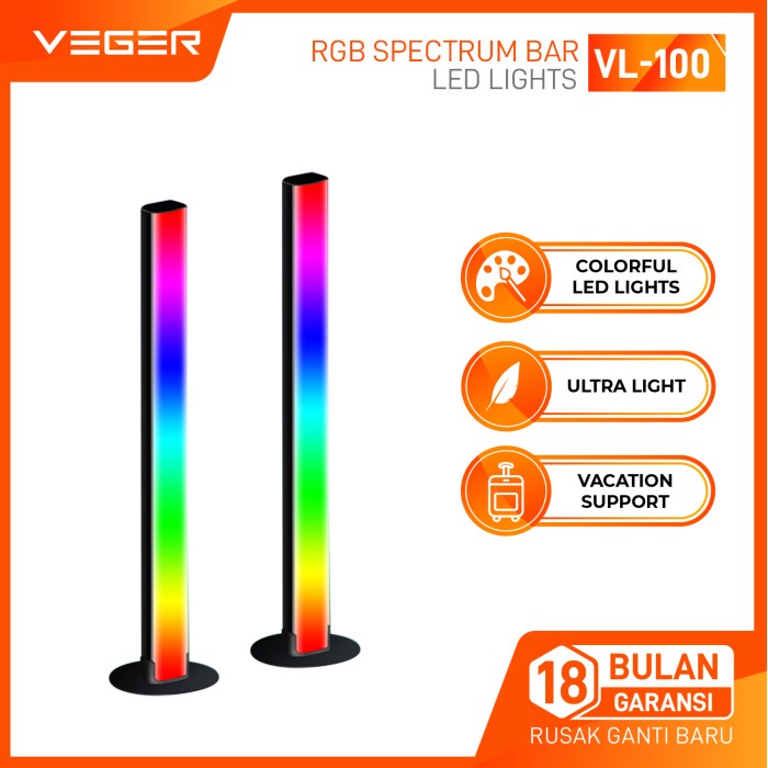 VEGER RGB Smart LED Light Bar Voice Music Rhythm Sound Control - VL-100