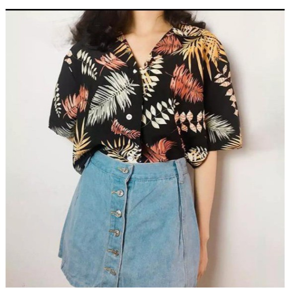 FANESAFASHION kemeja wanita PALM  LD 92cm PENDEK-2