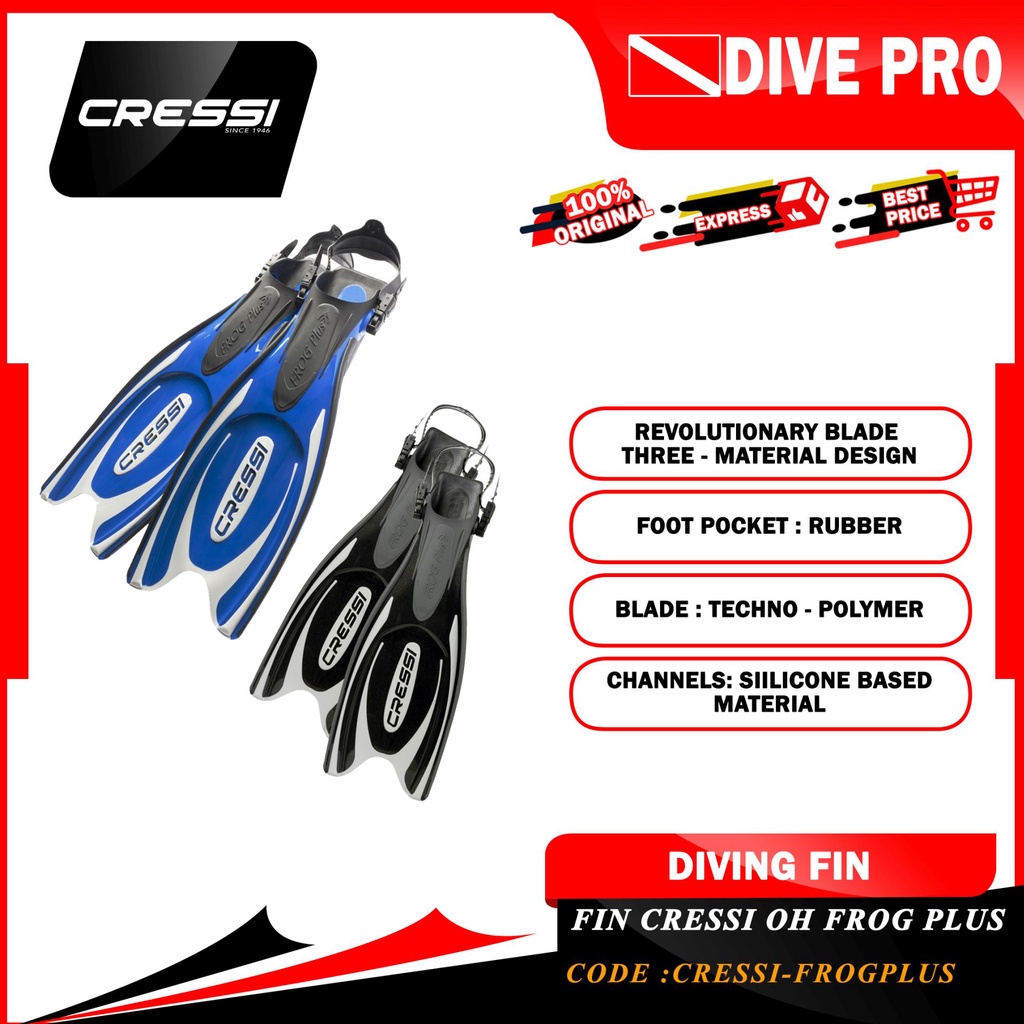 FIN CRESSI OPEN HEEL FROG PLUS - DIVING FIN