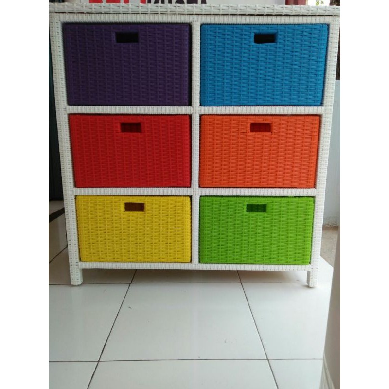 RAK LACI 2×3 ROTAN SINTETIS ANTI RAYAP 6 SUSUN