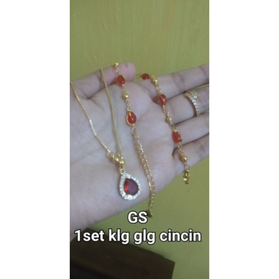 1 set kalung gelang dan cincin lapis ems18k yaxiya original