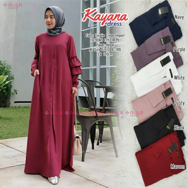 Kayana Dress Ori By Alila | Gamis Syari | Gamis Kekinian | Gamis Busui | Maxy Dress