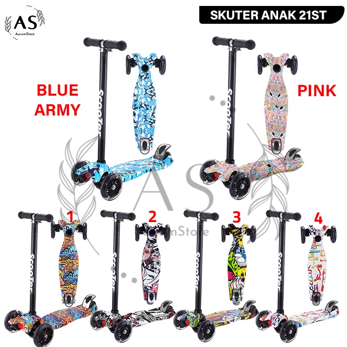 21st Kickboard Scooter - Otoped Anak / Skuter Anak Roda 3 Ban KARET/PU