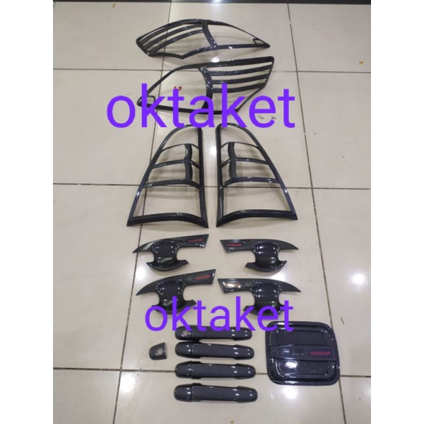 paket lengkap outer handle tank cover dan garnish depan belakang grand Innova 2012-2015 carbon