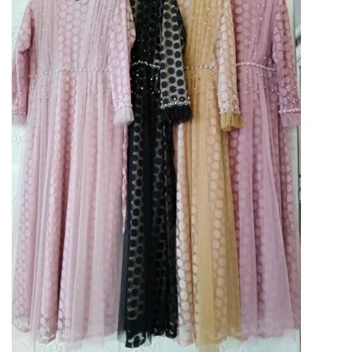™ Gamis Pesta Ozias Full brukat Tile slendang Gamis brokat premium mewah aksen pinggang mutiara Gami