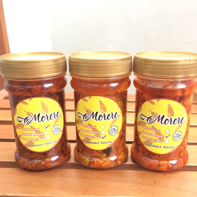 

Paket murah sambal teri pete + sambal bawang + sambal terasi Morere