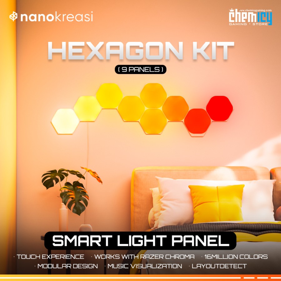 Nanokreasi Shapes Hexagon Starter Kit ( 9 Panels ) Smart Light Panels