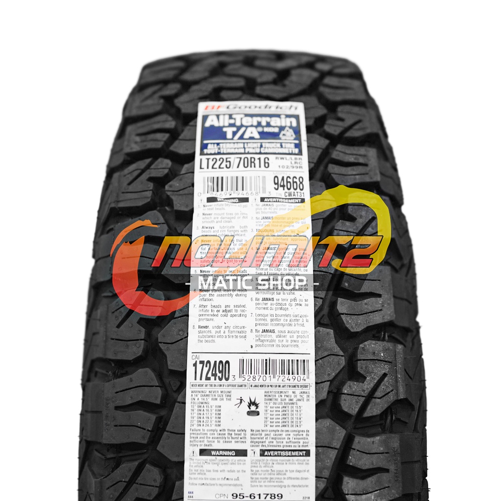 Ban Mobil BFGoodrich ALL-TERRAIN T/A KO2 Size 225/70 R16