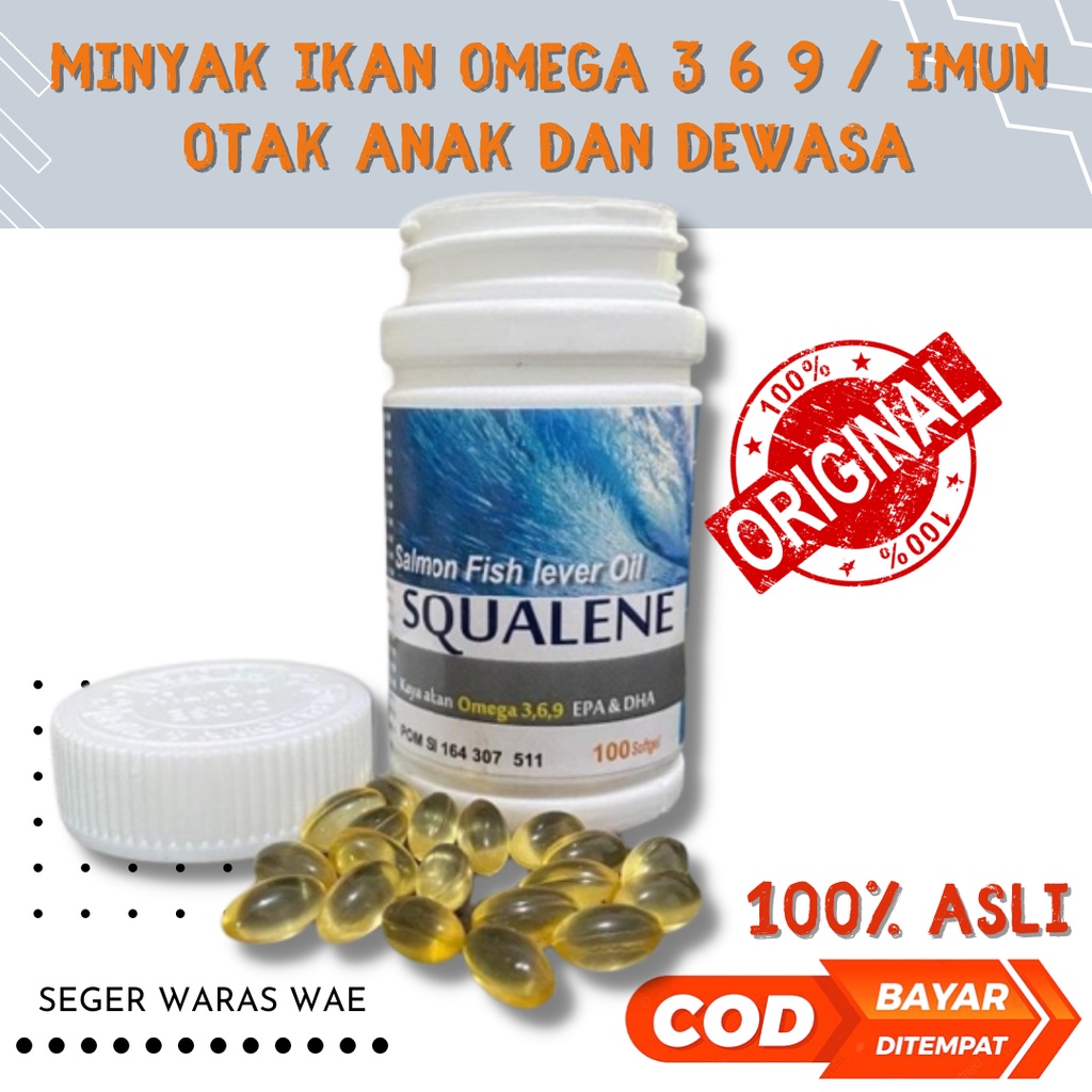 SQUALENE Minyak Ikan Salmon Omega 3 6 9 EPA DHA / Fish Liver Oil Imun Otak Anak dan Dewasa