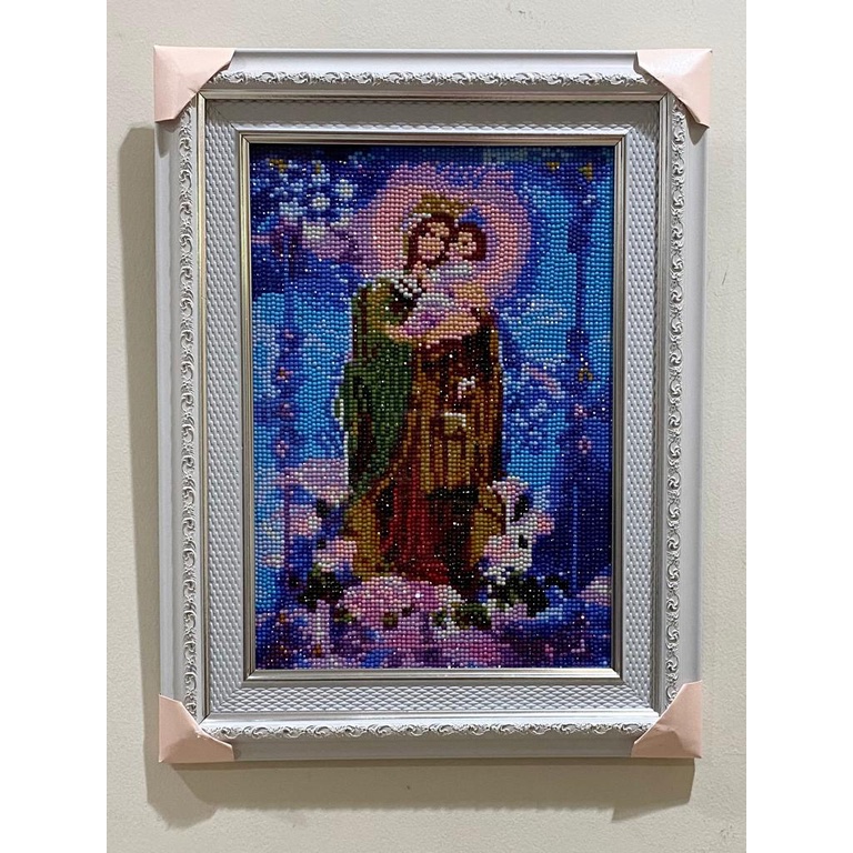 LUKISAN FULL DIAMOND 5D PAINTING BUNDA MARIA 33x43cm WHITE FRAME (3cm) MATTED